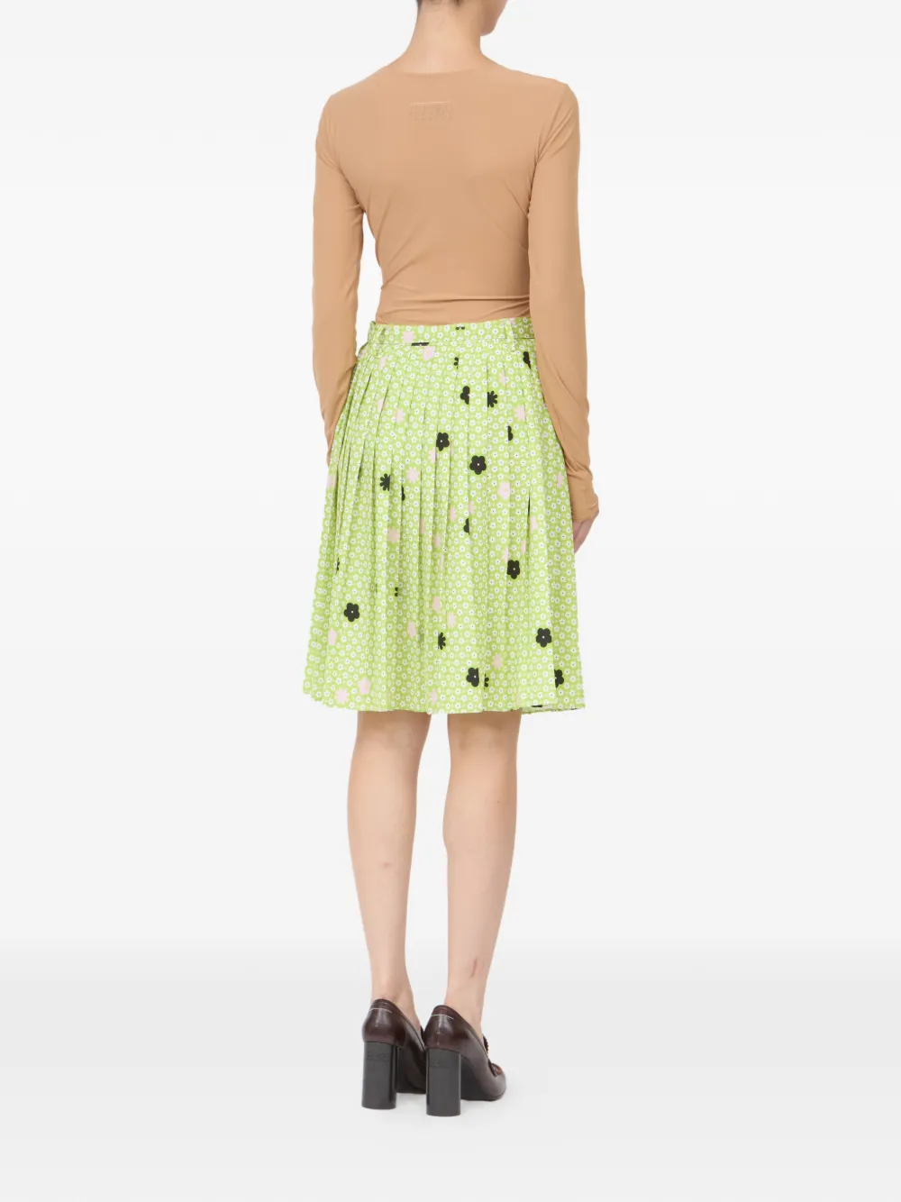 MM6 Maison Margiela Plooirok met bloemenprint Groen