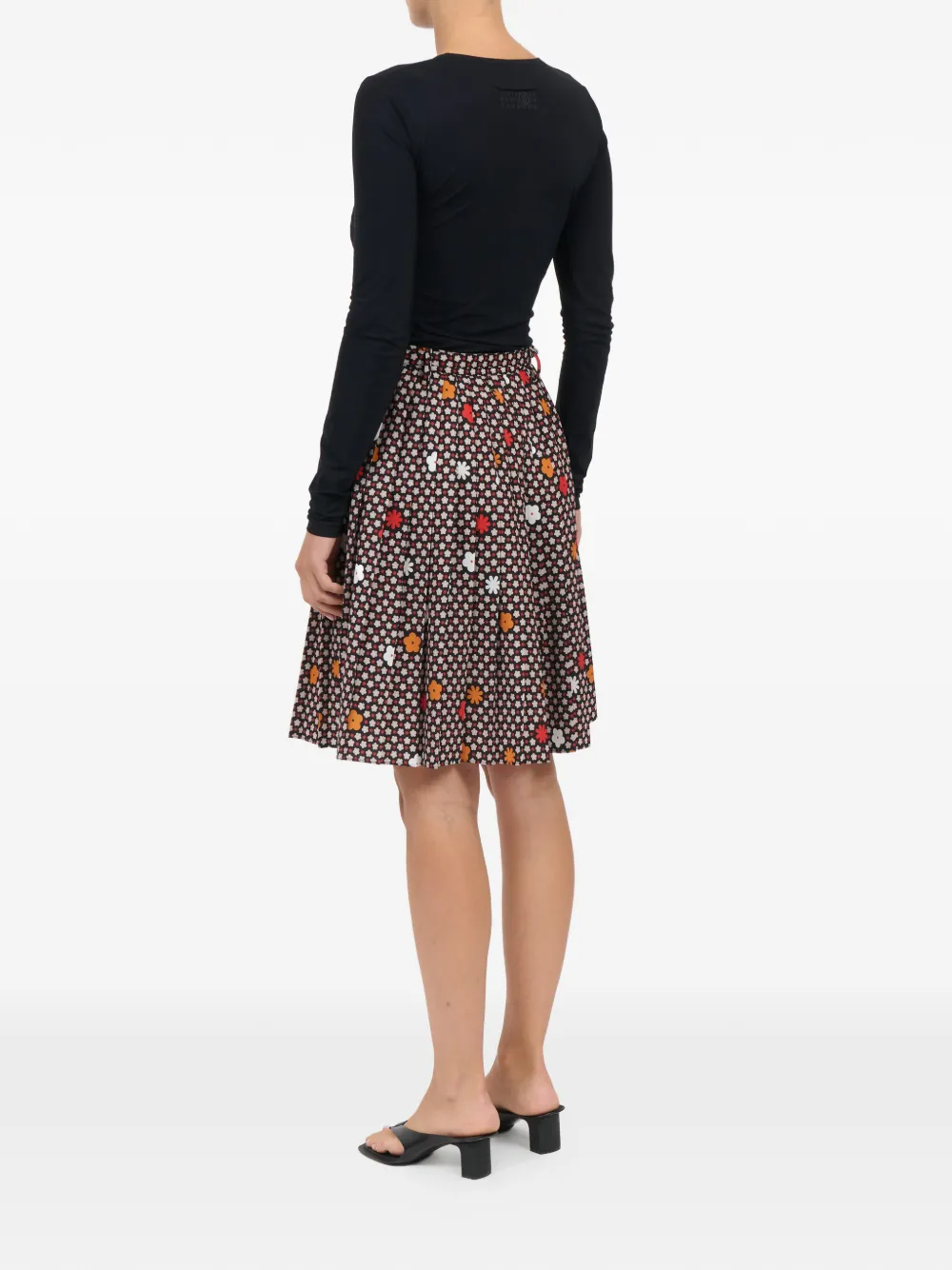 MM6 Maison Margiela Midi-jurk met bloemenprint Zwart