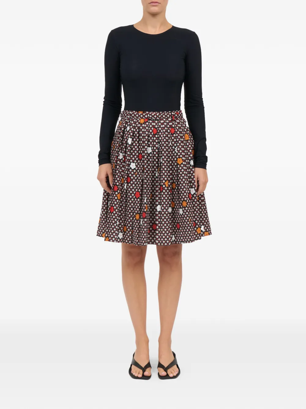 MM6 Maison Margiela Midi-jurk met bloemenprint Zwart