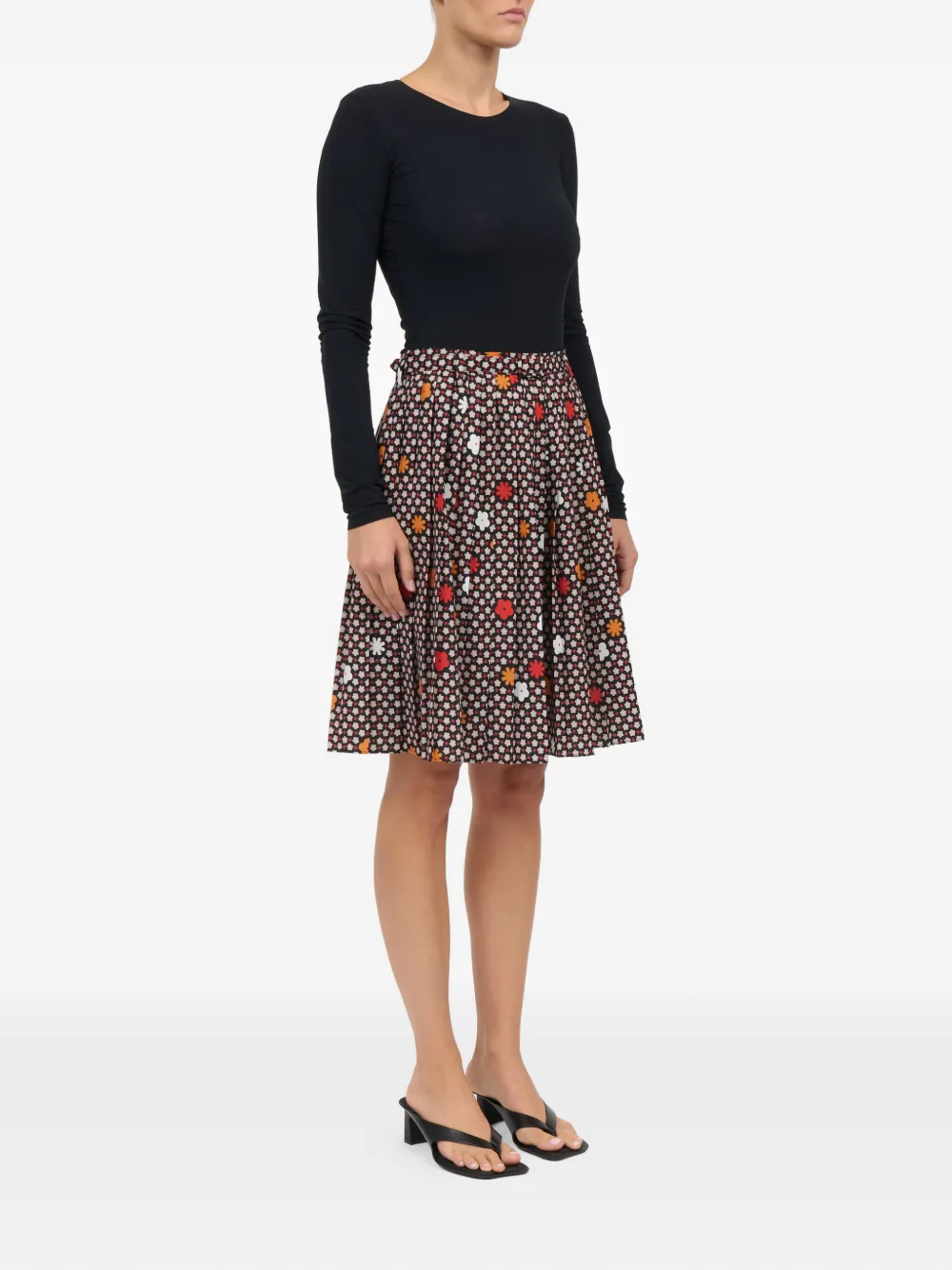 MM6 Maison Margiela Midi-jurk met bloemenprint Zwart