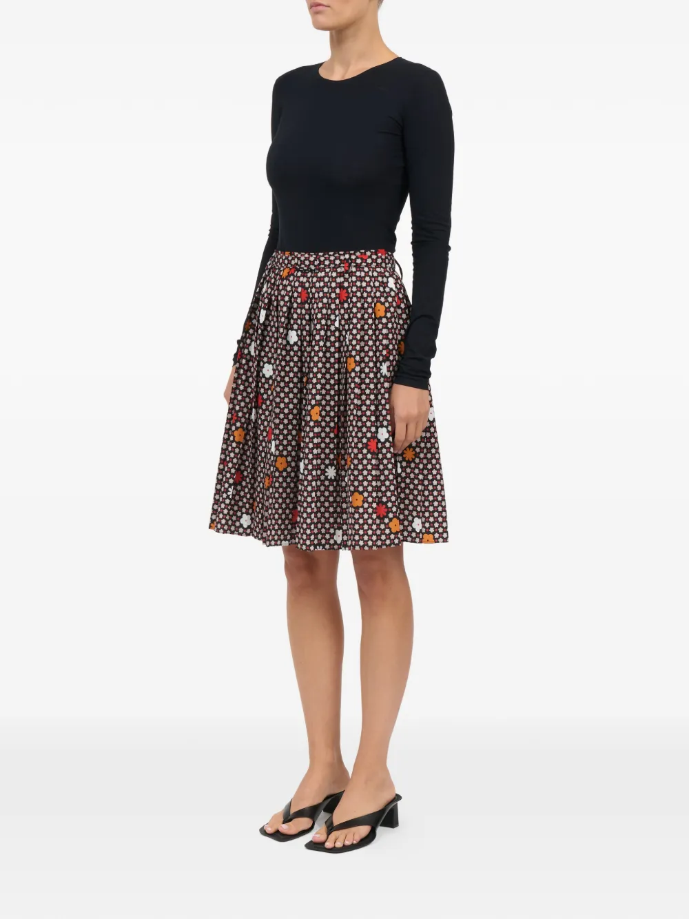 MM6 Maison Margiela Midi-jurk met bloemenprint Zwart