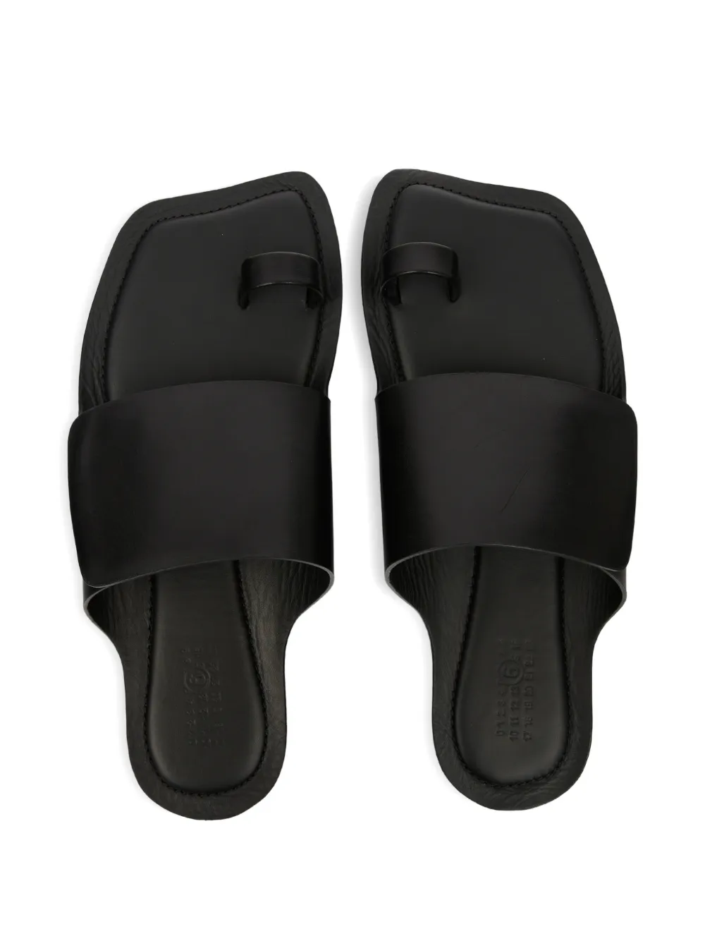 MM6 Maison Margiela toe-strap leather sandals Zwart