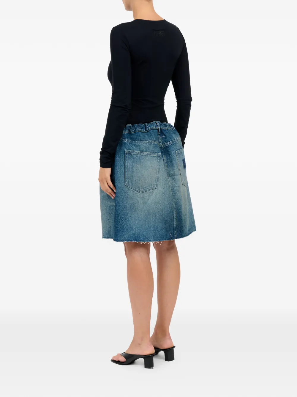 MM6 Maison Margiela Katoenen mini-rok met franje details Blauw