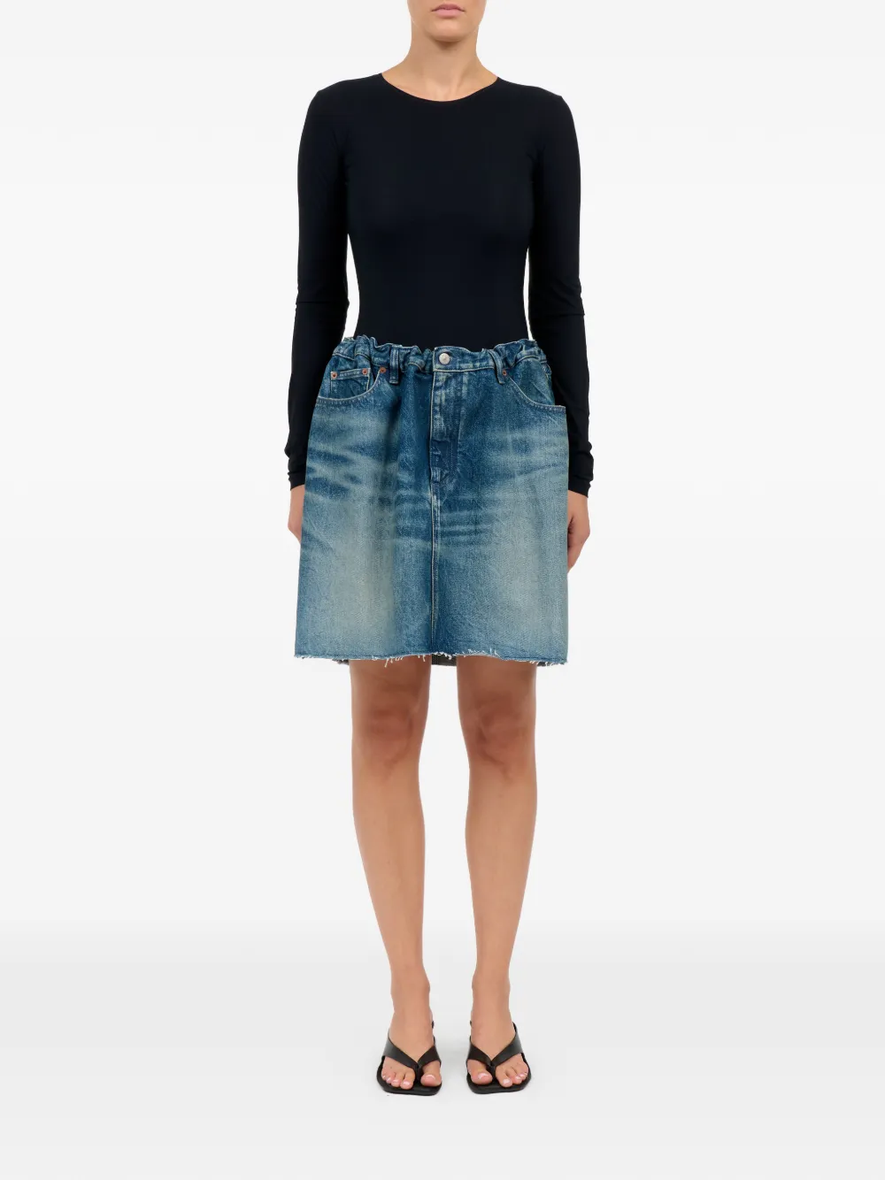 MM6 Maison Margiela Katoenen mini-rok met franje details Blauw