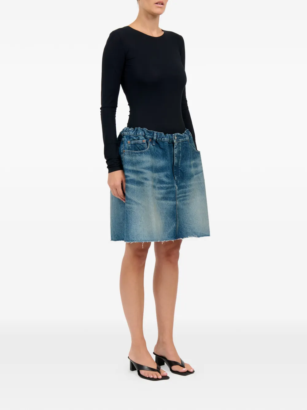 MM6 Maison Margiela Katoenen mini-rok met franje details Blauw