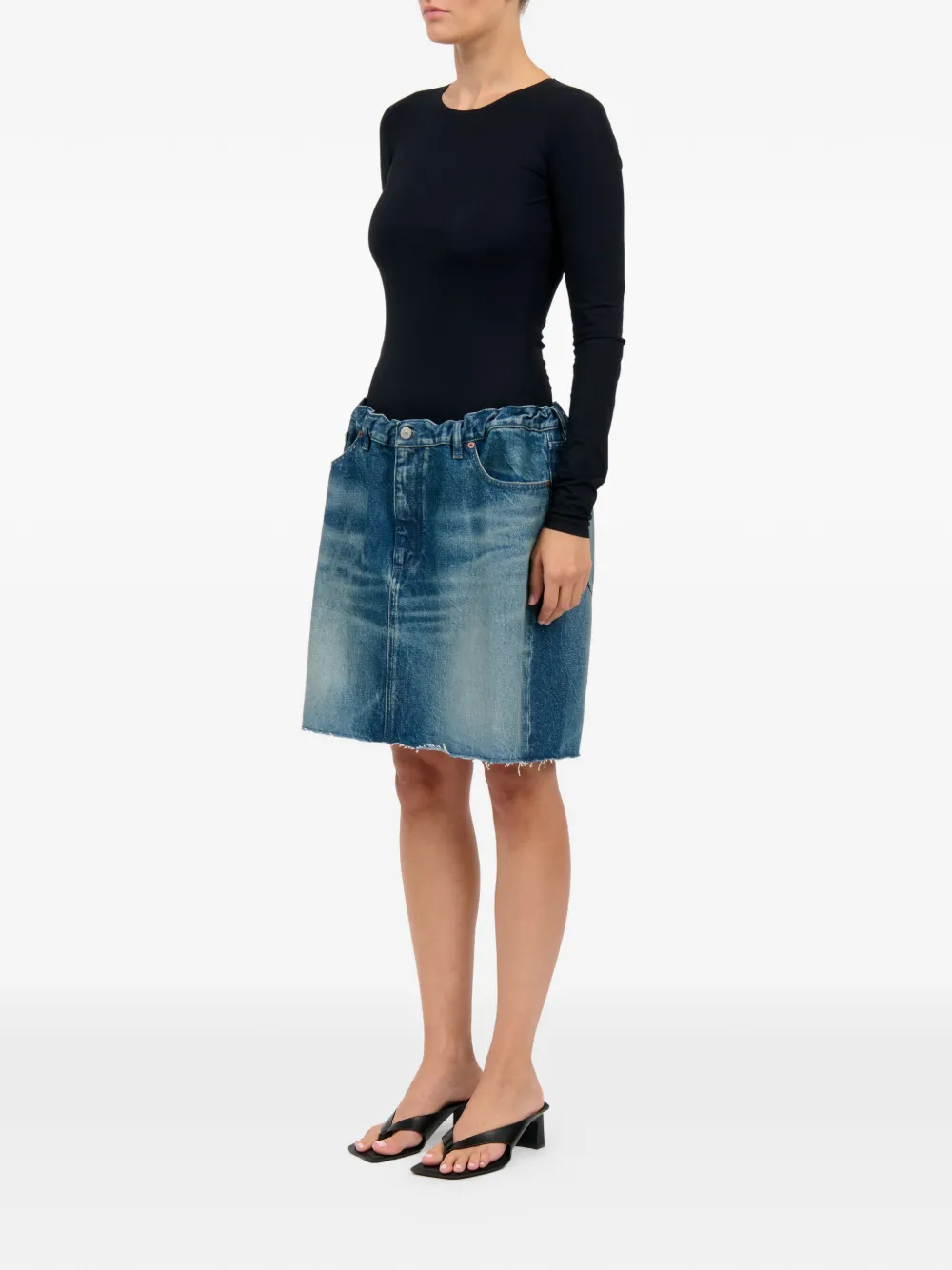 MM6 Maison Margiela Katoenen mini-rok met franje details Blauw