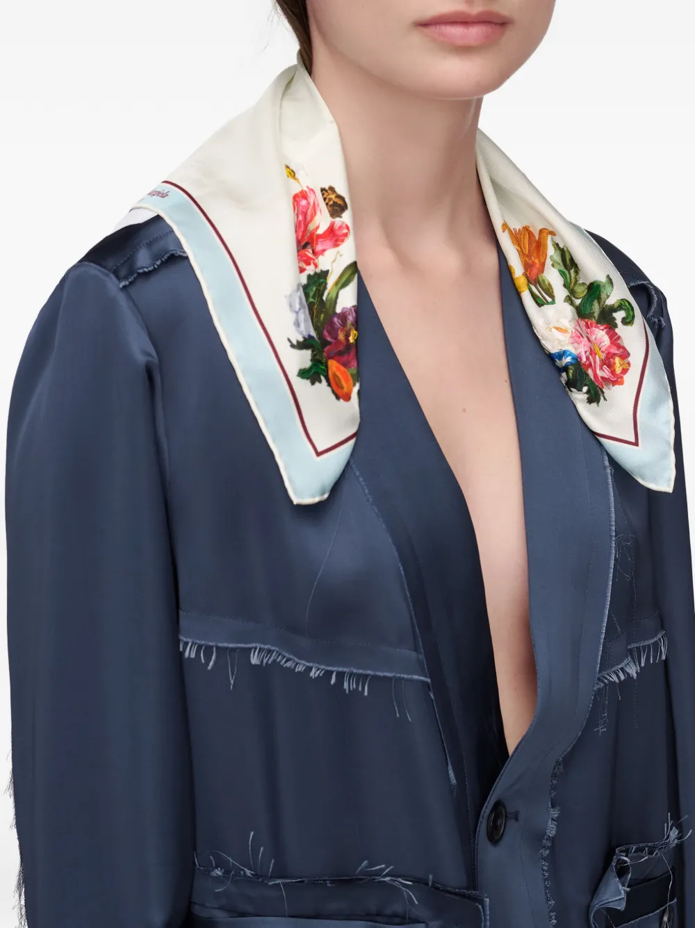  Maison Margiela Floral Silk Scarf - White 