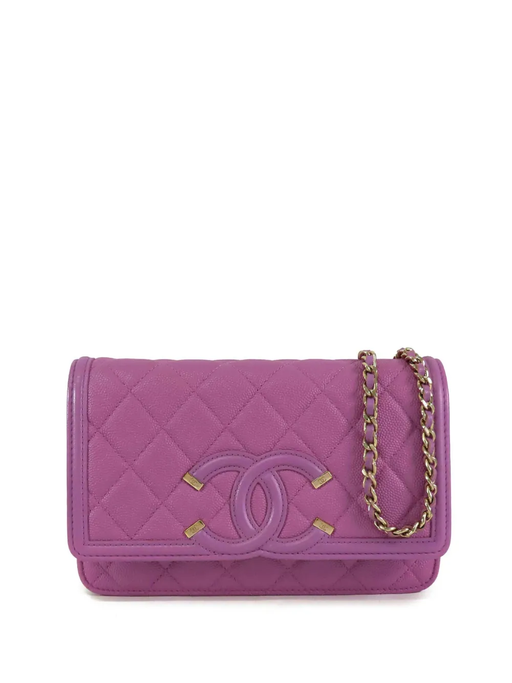 CHANEL Pre-Owned 2019 Caviar CC Filigree Wallet On Chain crossbody bag - Viola