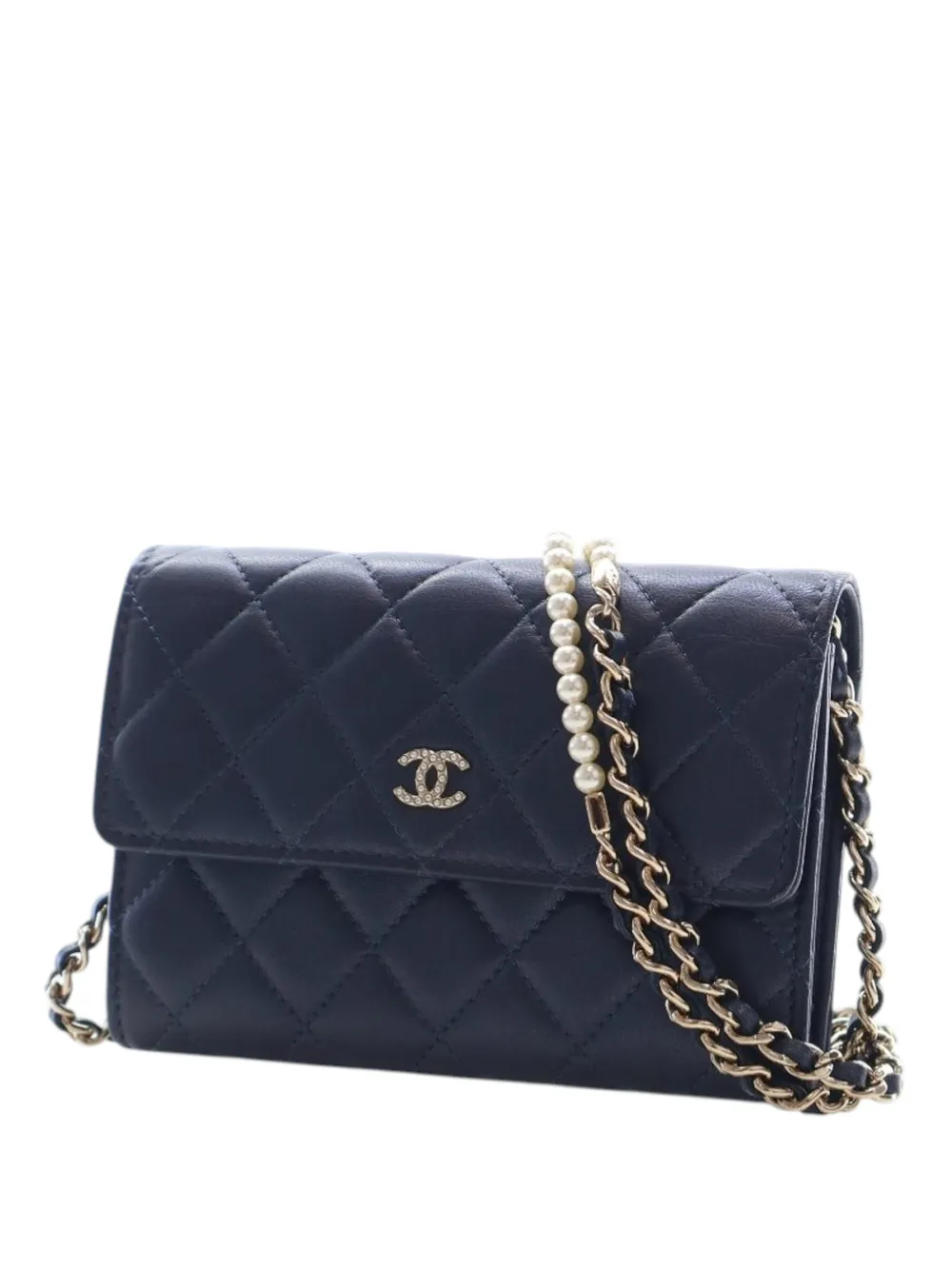 2018-2019 Mini Cc Quilted Lambskin Pearl Wallet On Chain Crossbody Bag
