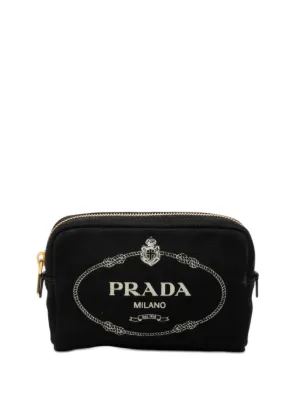 Prada Pre-Owned 2010-2025 キャンバス カナパ ロゴ ポーチ | ブラック