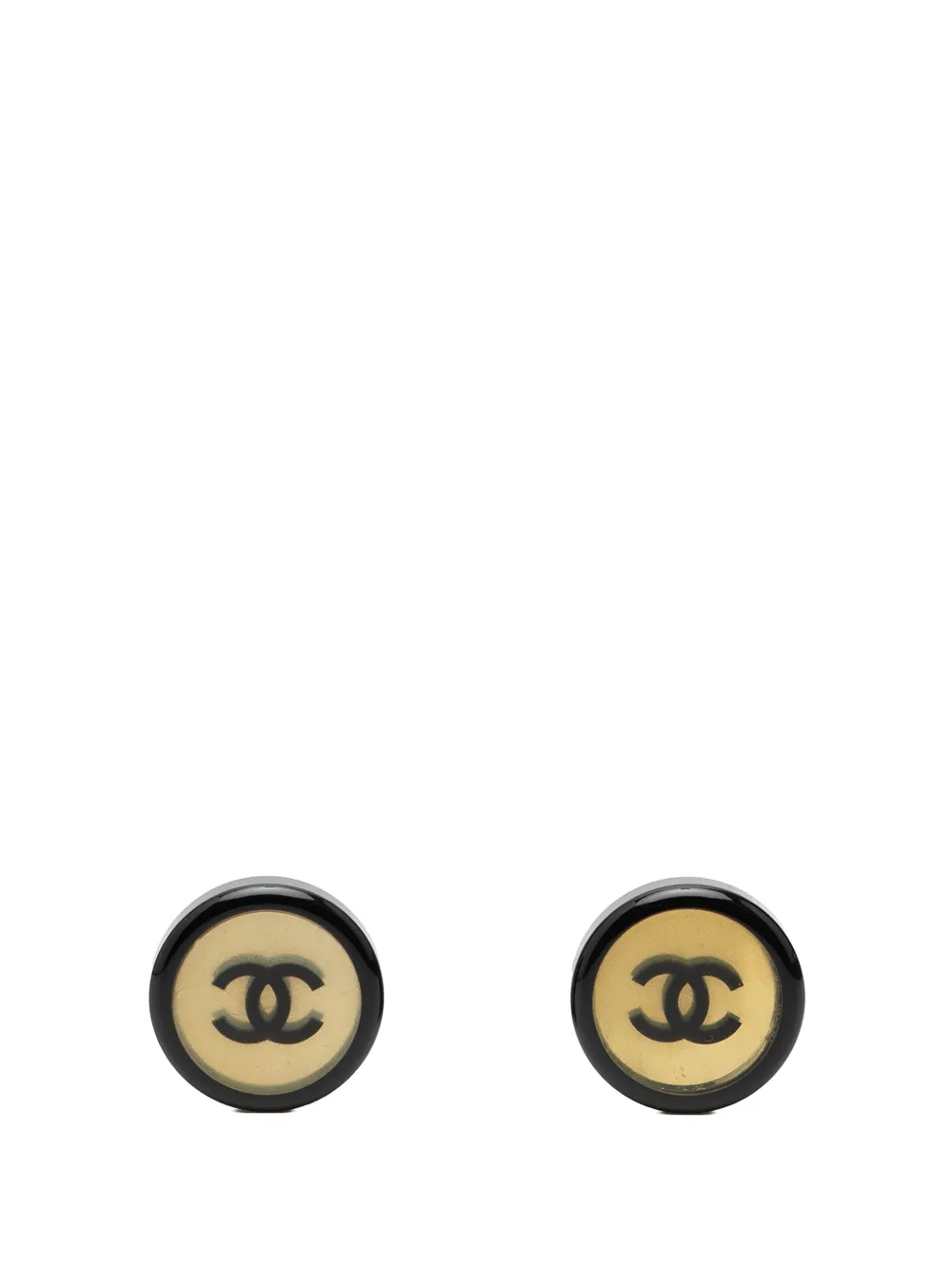 CHANEL Pre-Owned 2001 Silver Plated CC Resin Round Clip On Earrings costume earrings - Nero