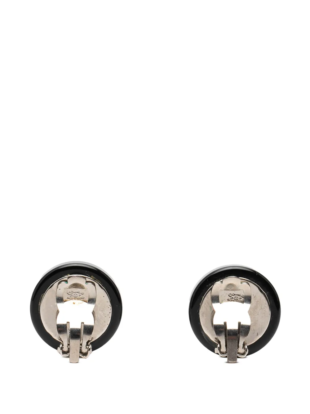 2001 Silver Plated Cc Resin Round Clip On Earrings Costume Earrings