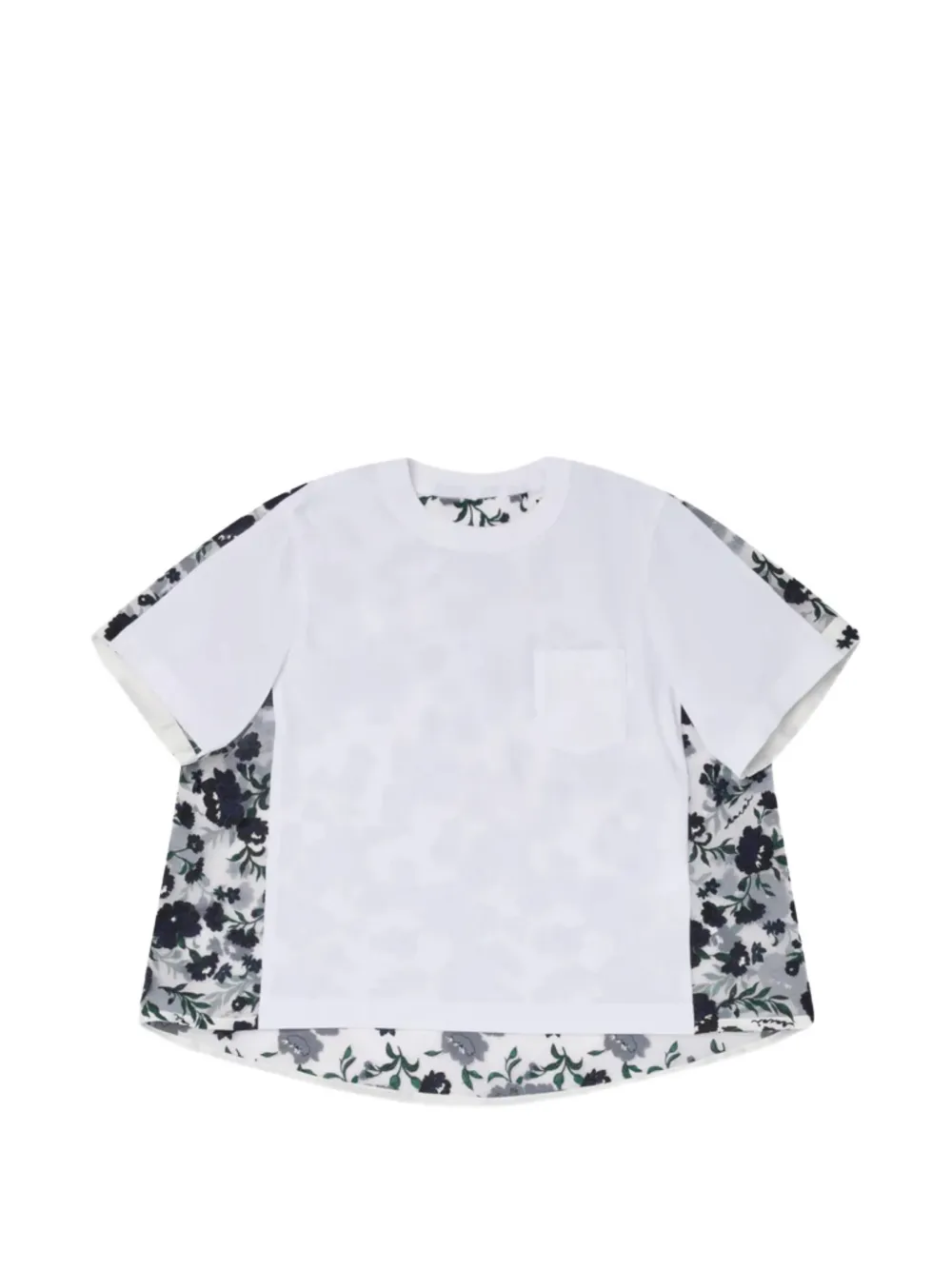 sacai floral-print panelled T-shirt - Weiß