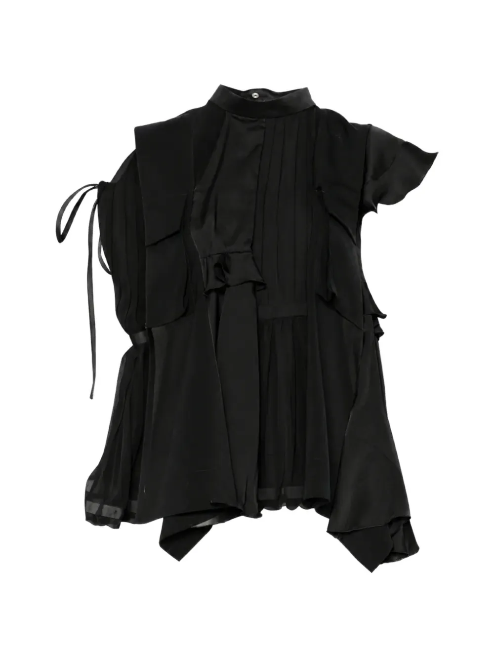 sacai ruffled asymmetric-hem top - Nero
