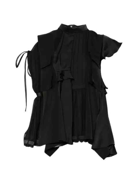 sacai ruffled asymmetric-hem top