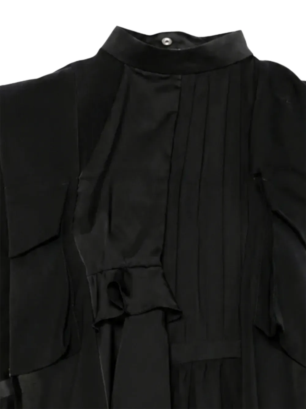 sacai Top met asymmetrische afwerking en ruches Zwart