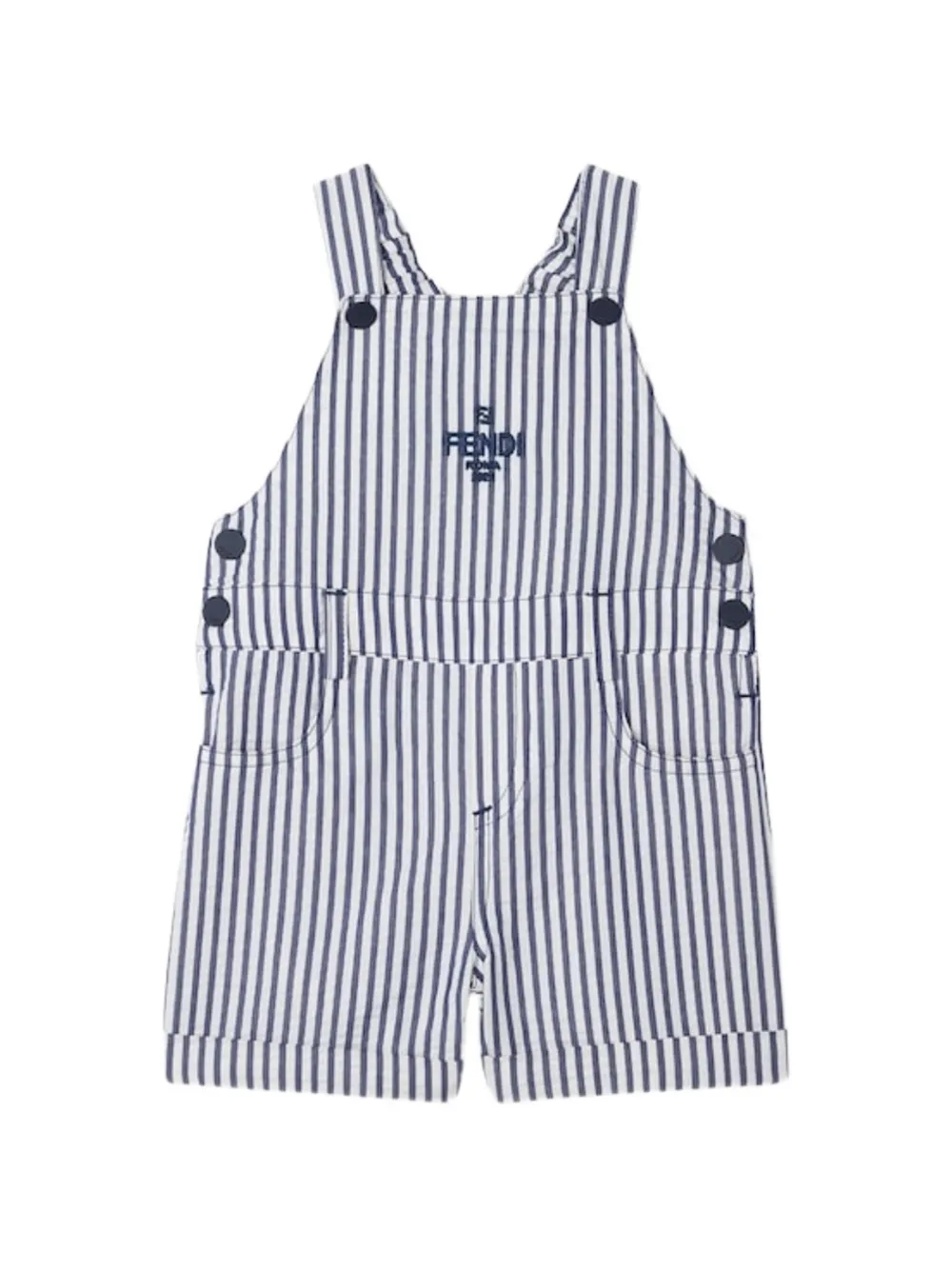 Fendi Kids Gestreepte tuinbroek Wit