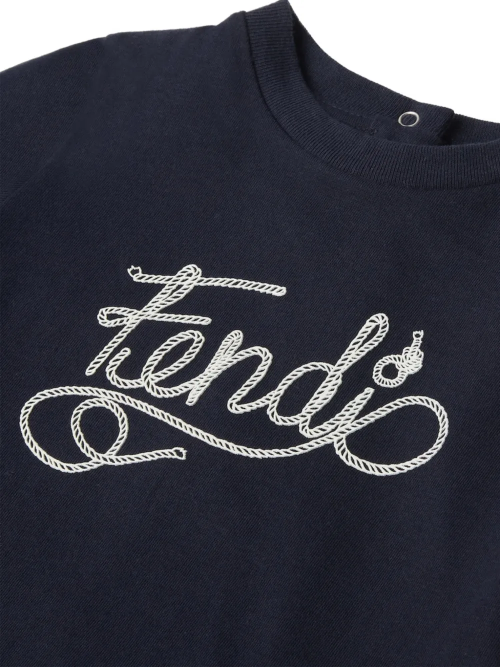 Fendi Kids T-shirt met korte mouwen en borduurwerk Blauw