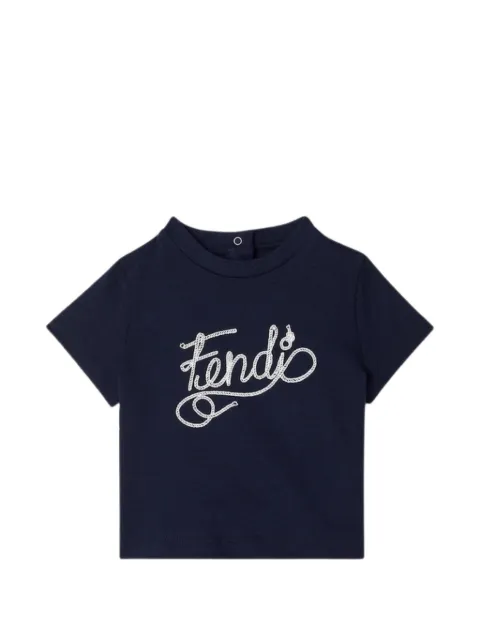 Fendi Kids embroidery short-sleeve T-shirt