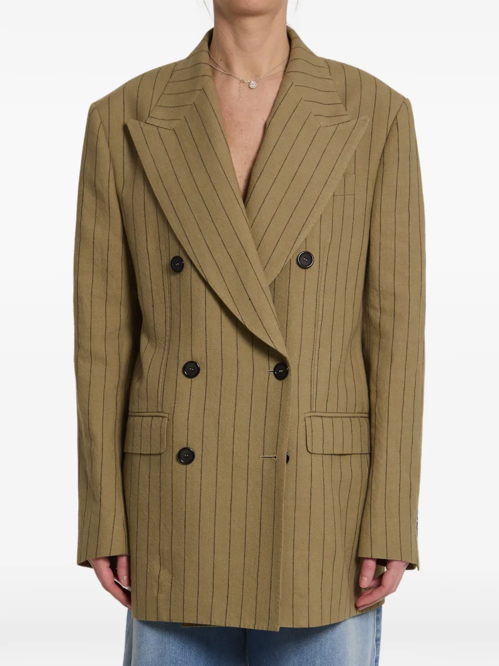 Dolce & Gabbana striped double-breasted linen jacket - Toni neutri