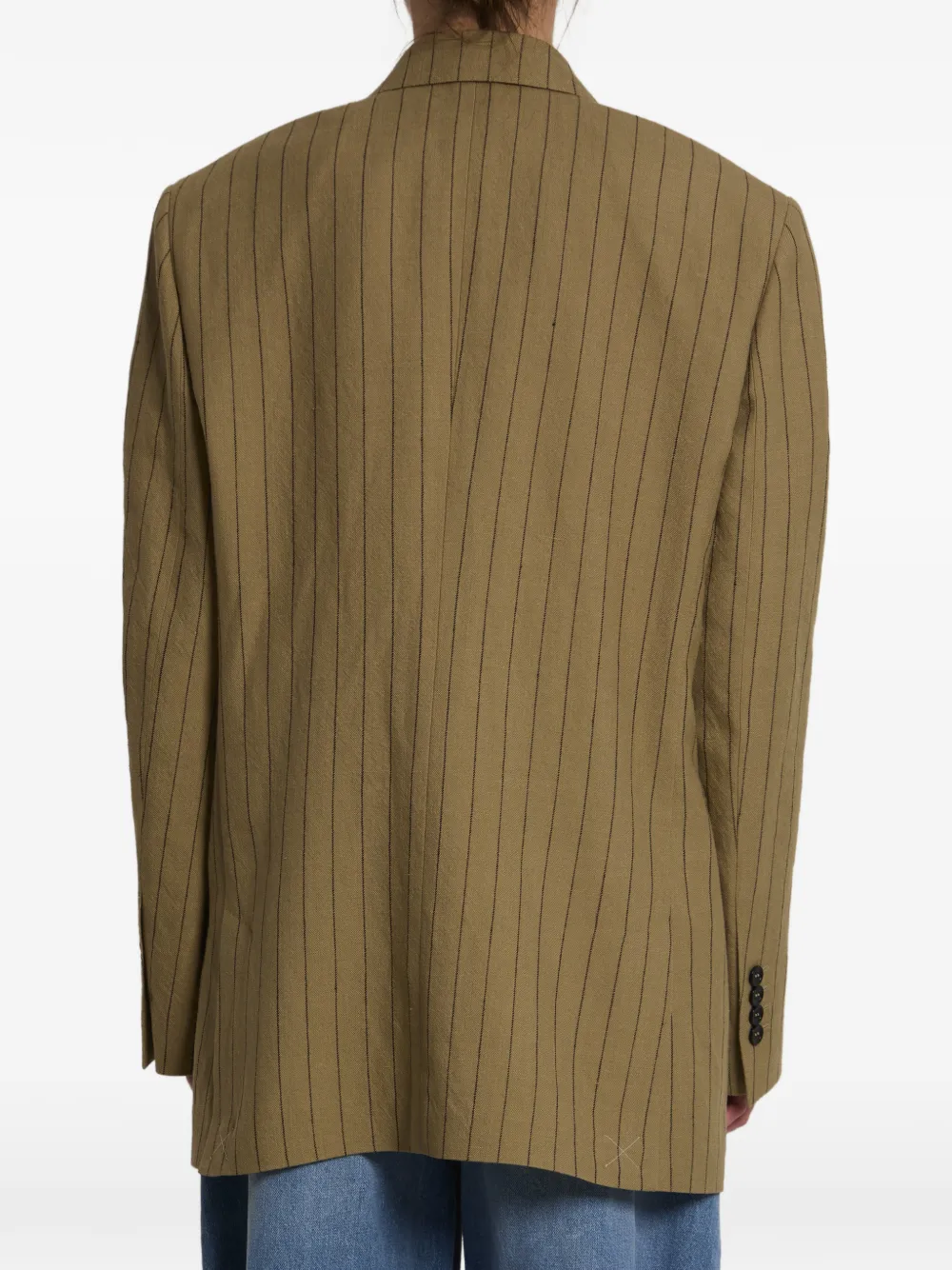 Dolce & Gabbana Gestreept linnen jack met dubbele rij knopen Beige