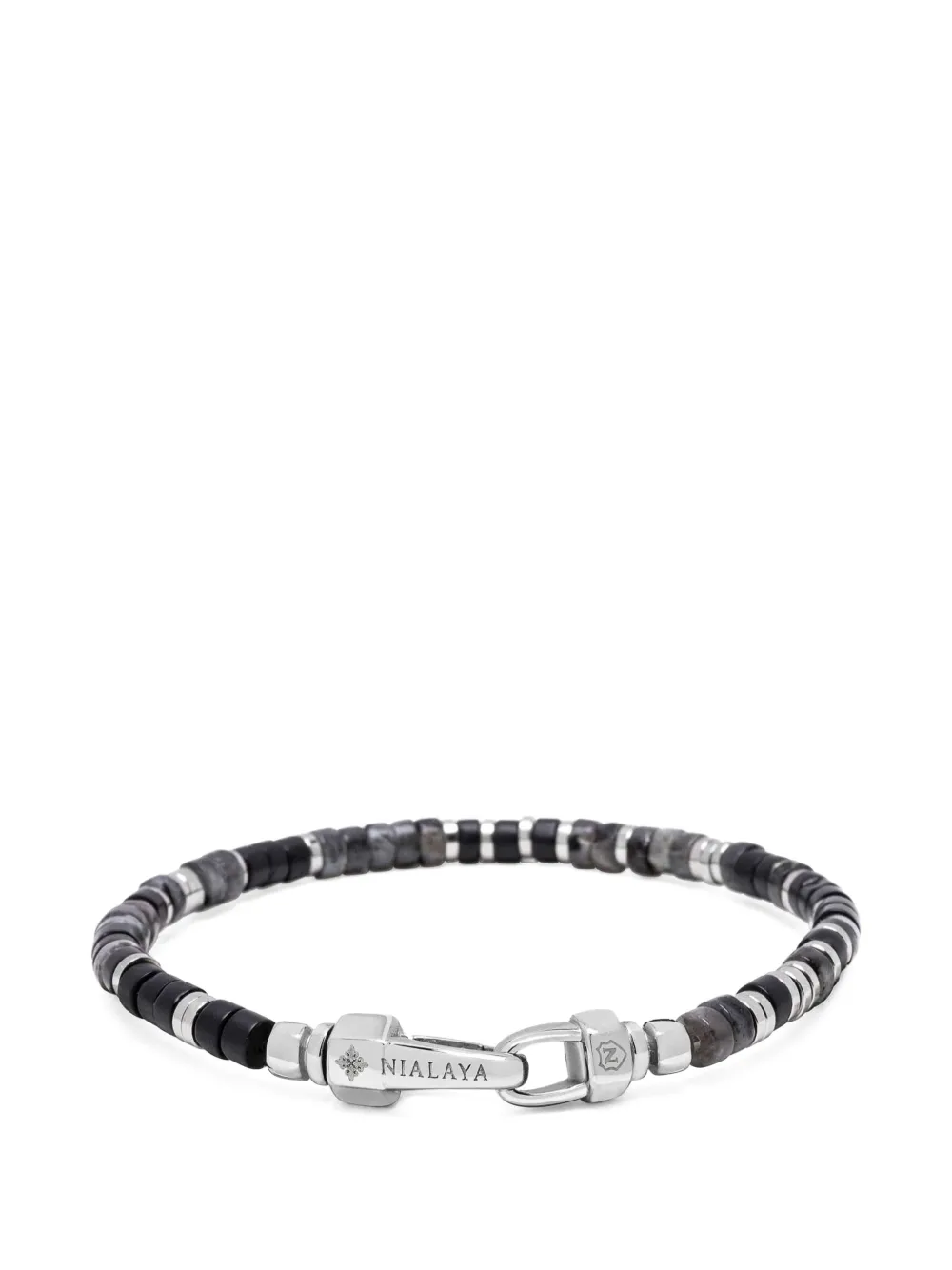 Nialaya Jewelry onyx heishi bracelet - Argento