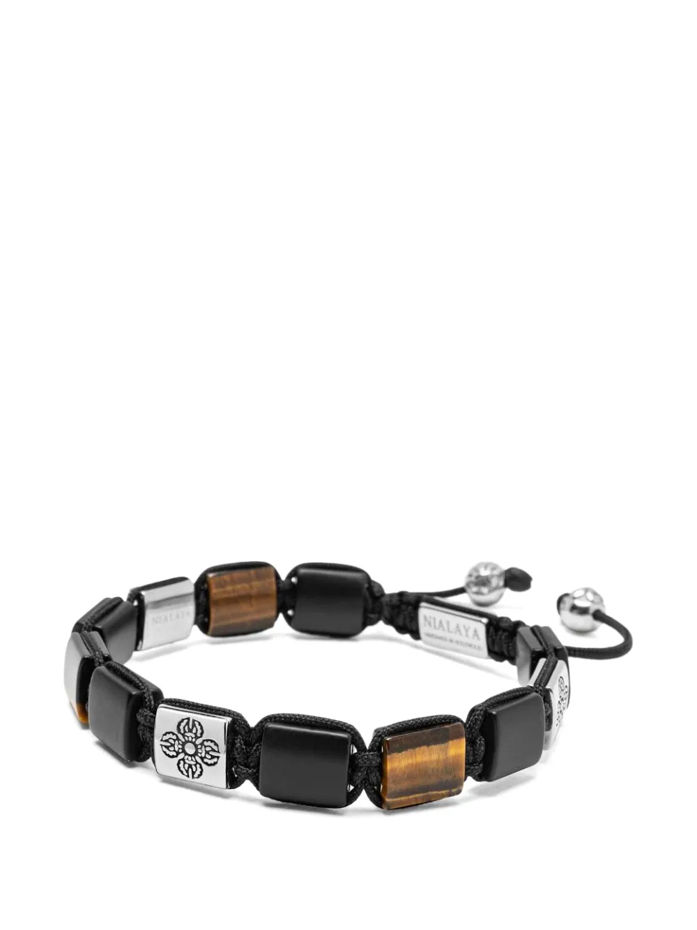 Nialaya Jewelry dorje flatbead multi-stone bracelet - Nero