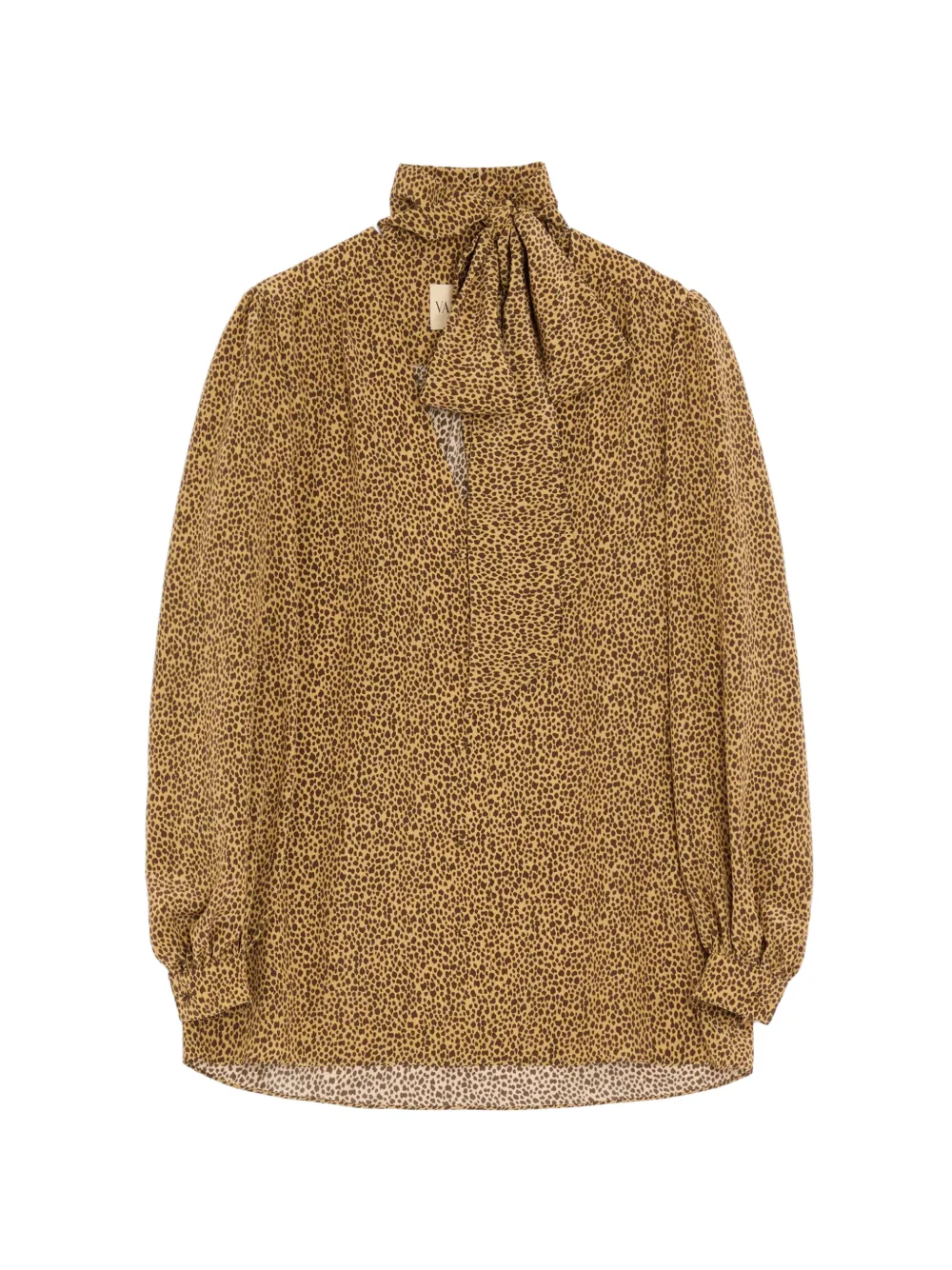 Valentino Garavani Camicia in crêpe de chine Fauve Eclat con stampa Micromacula - Toni neutri