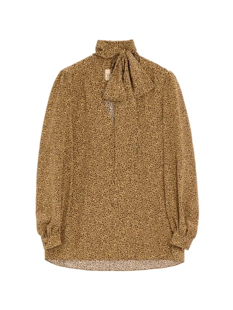 Valentino Garavani Crêpe de Chine blouse met Fauve Eclat Micromacula-print
