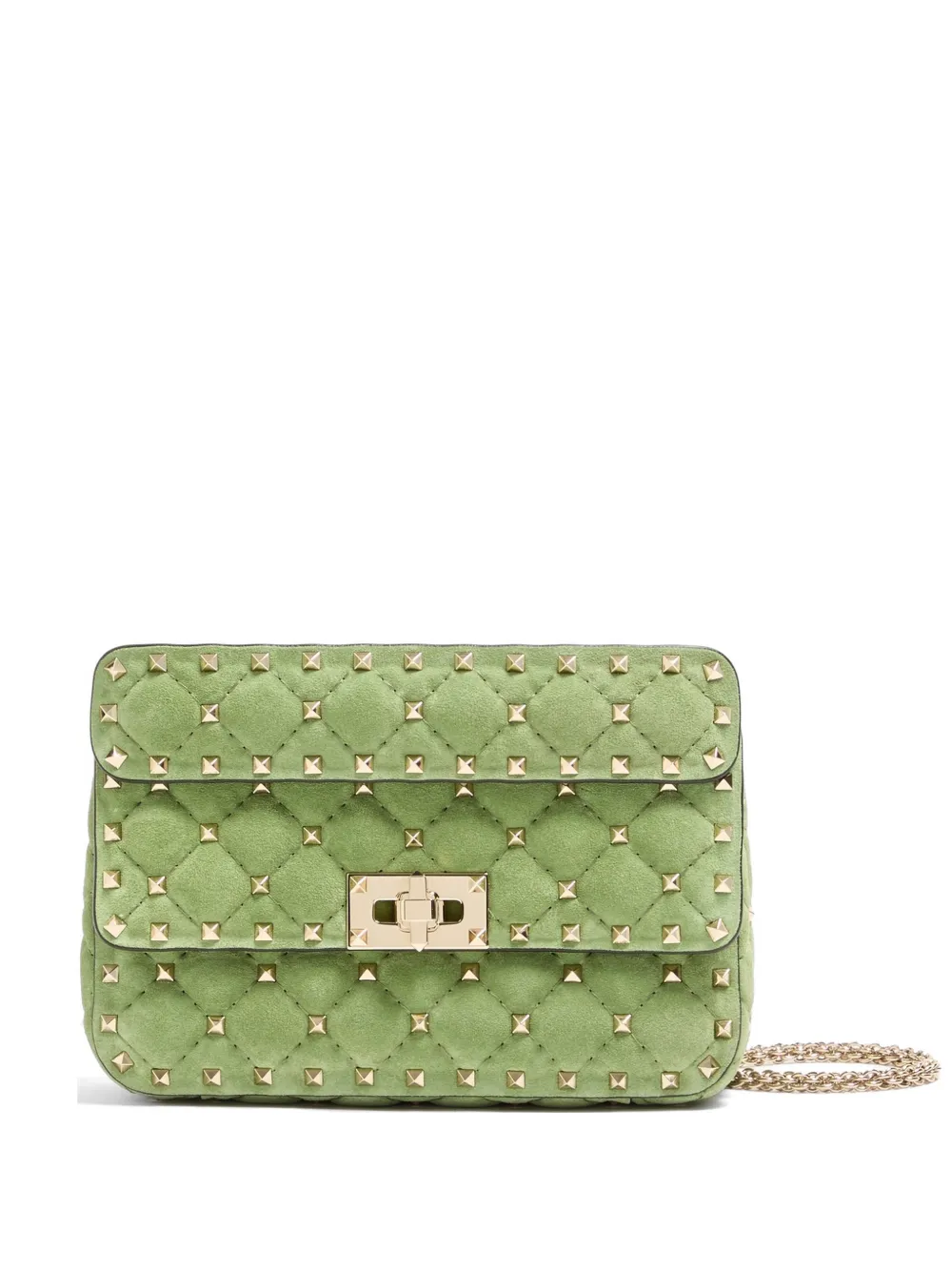 Valentino Garavani Borsa Rockstud Spike piccola in pelle scamosciata - Verde