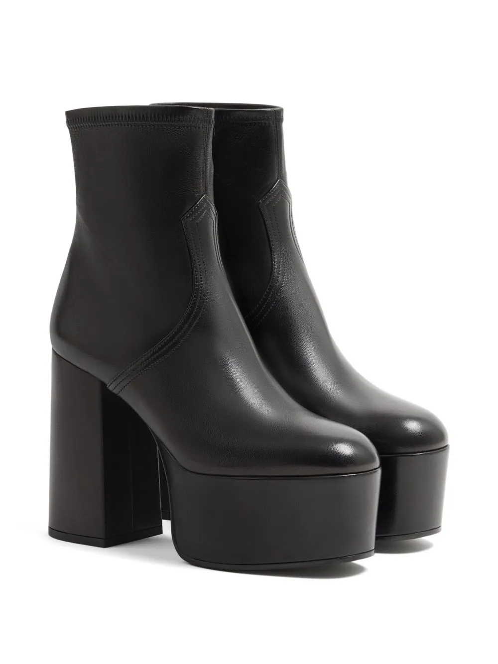 Valentino Garavani Fawcette platform ankle boot in stretch nappa Zwart
