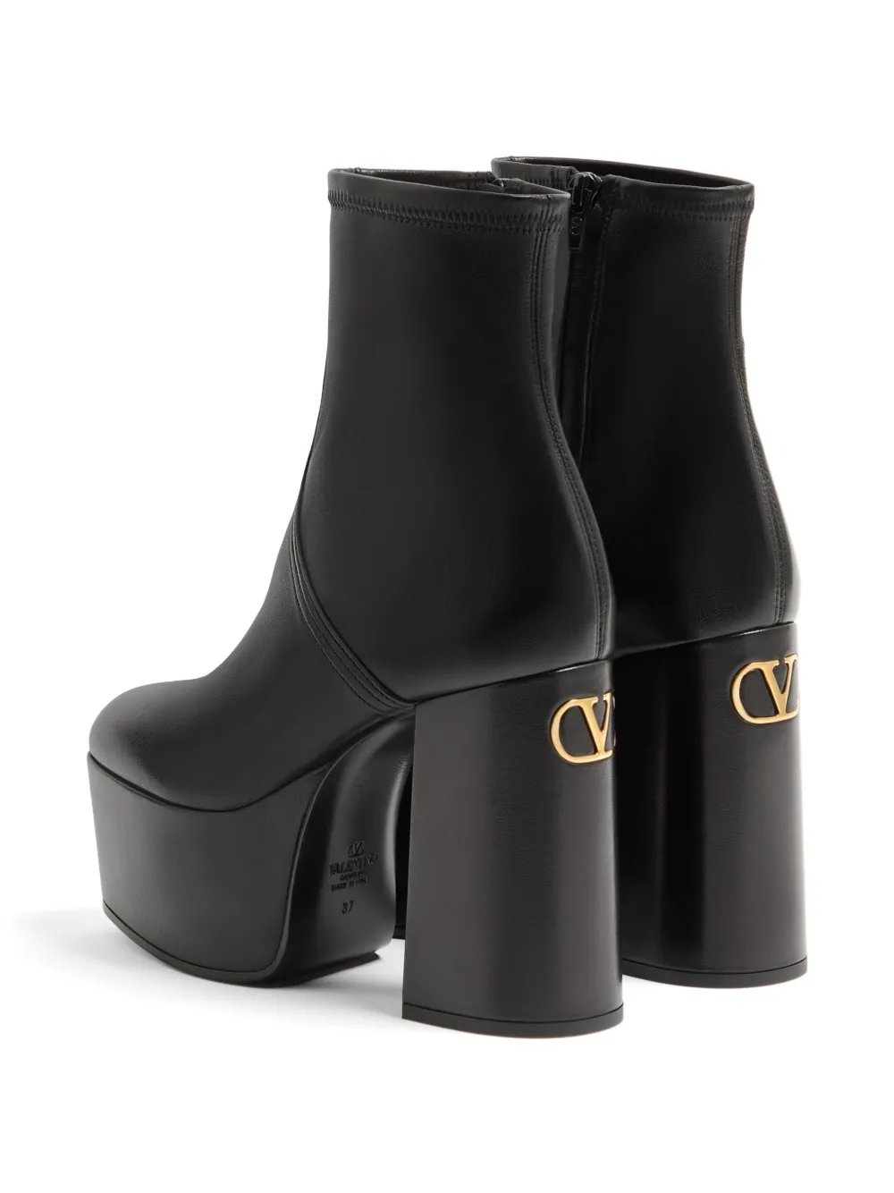 Valentino Garavani Fawcette platform ankle boot in stretch nappa Zwart