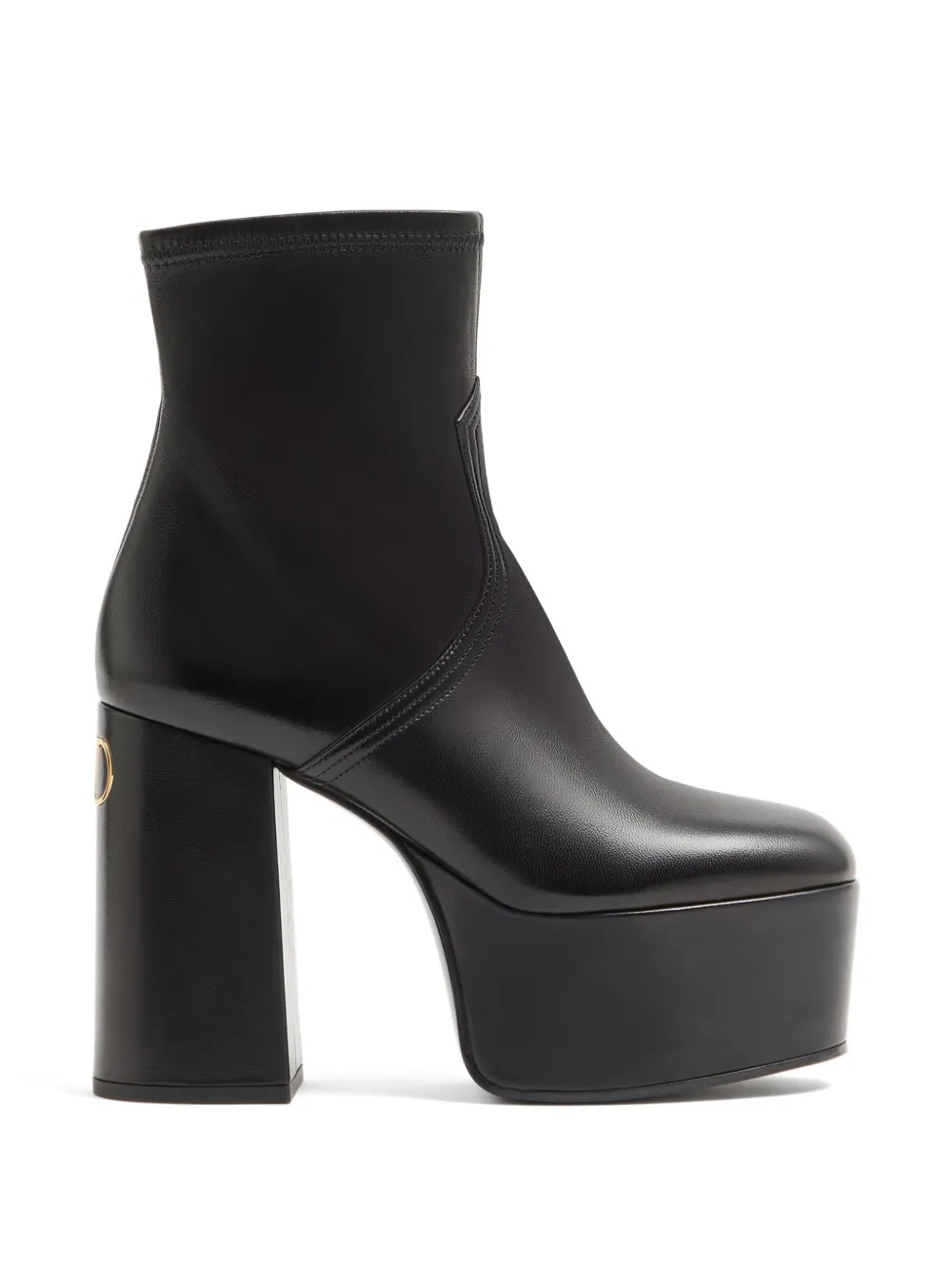 Valentino Garavani Fawcette platform ankle boot in stretch nappa - Black