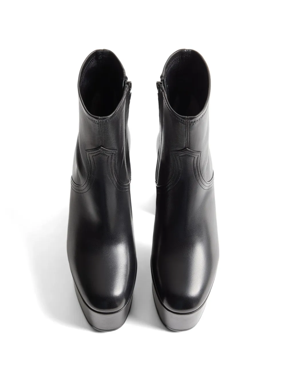 Valentino Garavani Fawcette platform ankle boot in stretch nappa Zwart