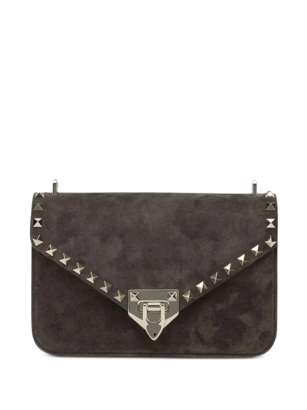 Valentino Garavani Rockstud small shoulder bag in suede - Brown