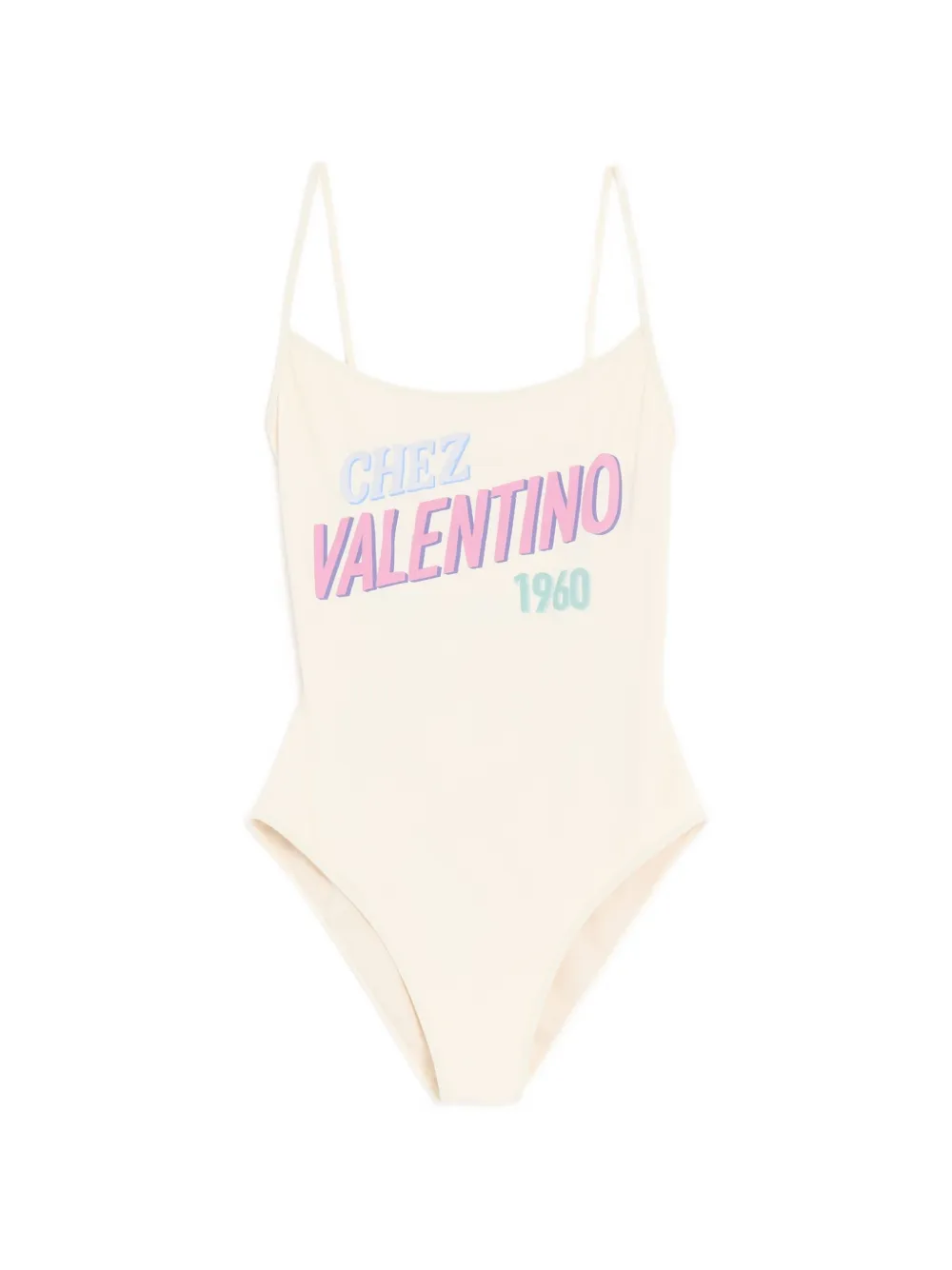 Valentino Garavani one-piece swimsuit with Chez Valentino 1960 print - Toni neutri