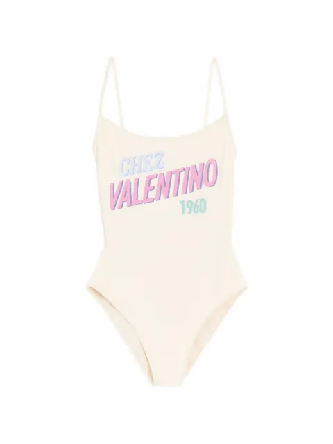Valentino Garavani one-piece swimsuit with Chez Valentino 1960 print