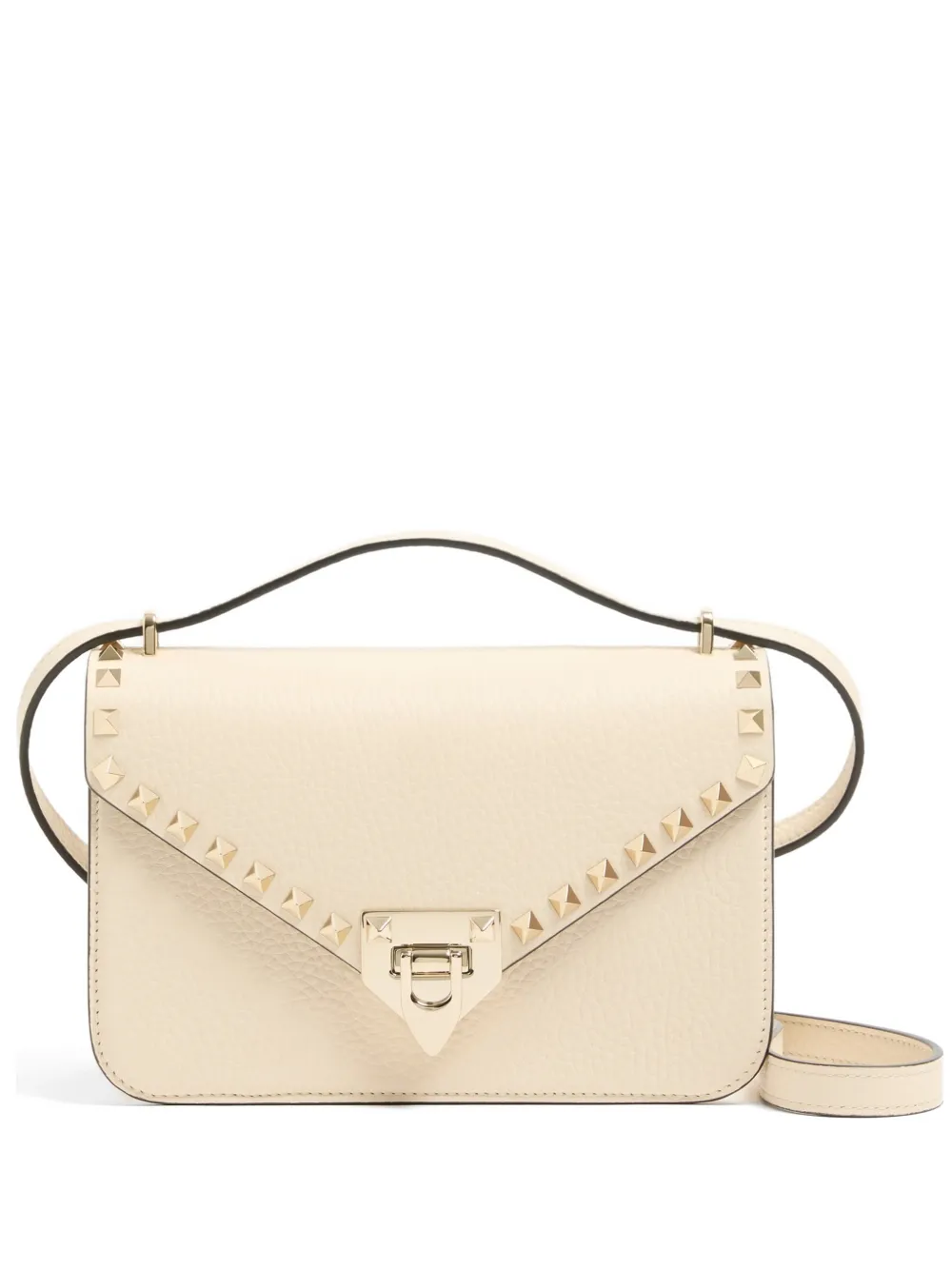 Valentino Garavani Rockstud small shoulder bag in grainy calfskin - Toni neutri