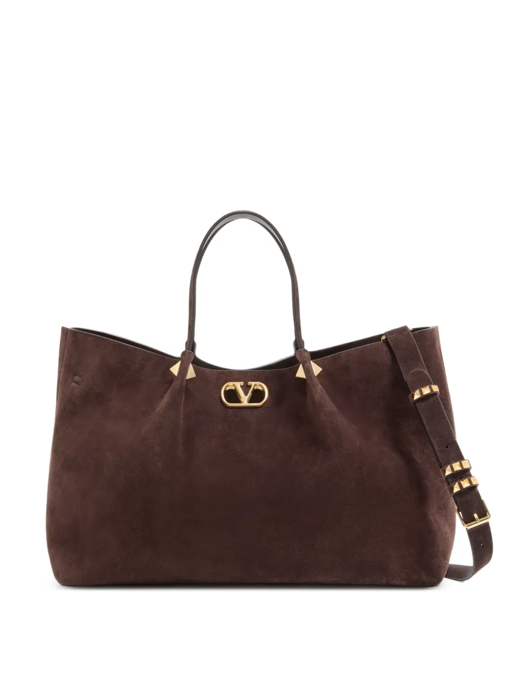 Valentino Garavani Borsa shopper grande in pelle scamosciata - Marrone