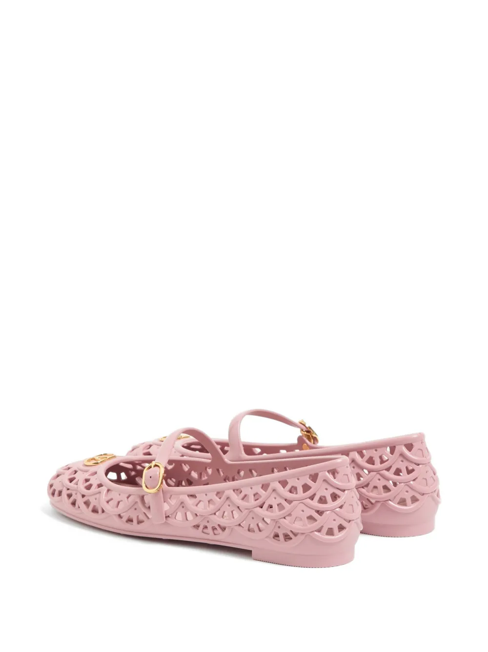 Valentino Garavani Ondette rubberen ballerina's met gewelfd patroon 05 mm Roze