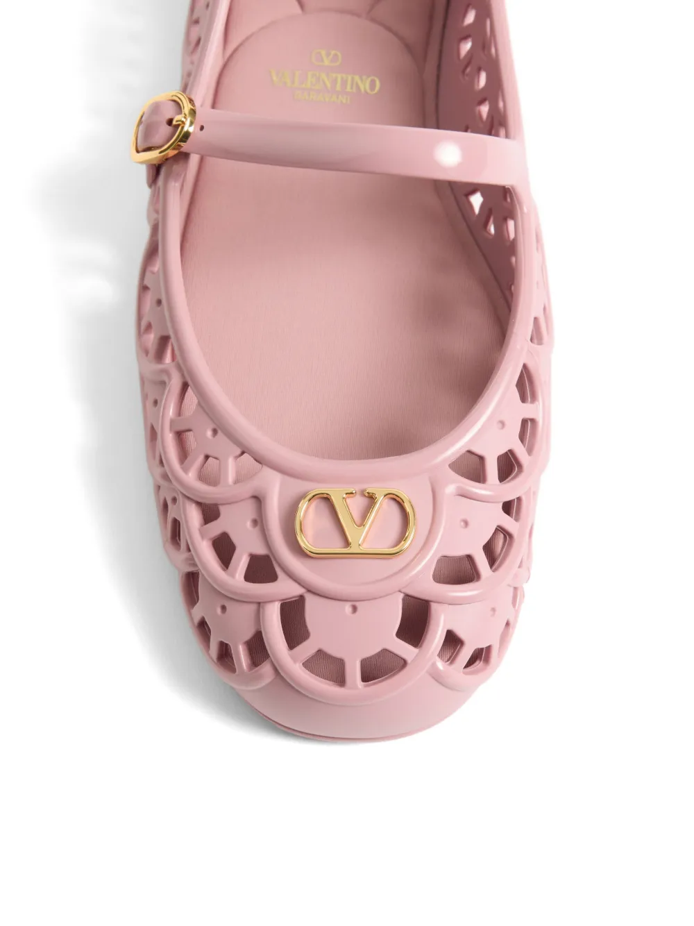 Valentino Garavani Ondette rubberen ballerina's met gewelfd patroon 05 mm Roze