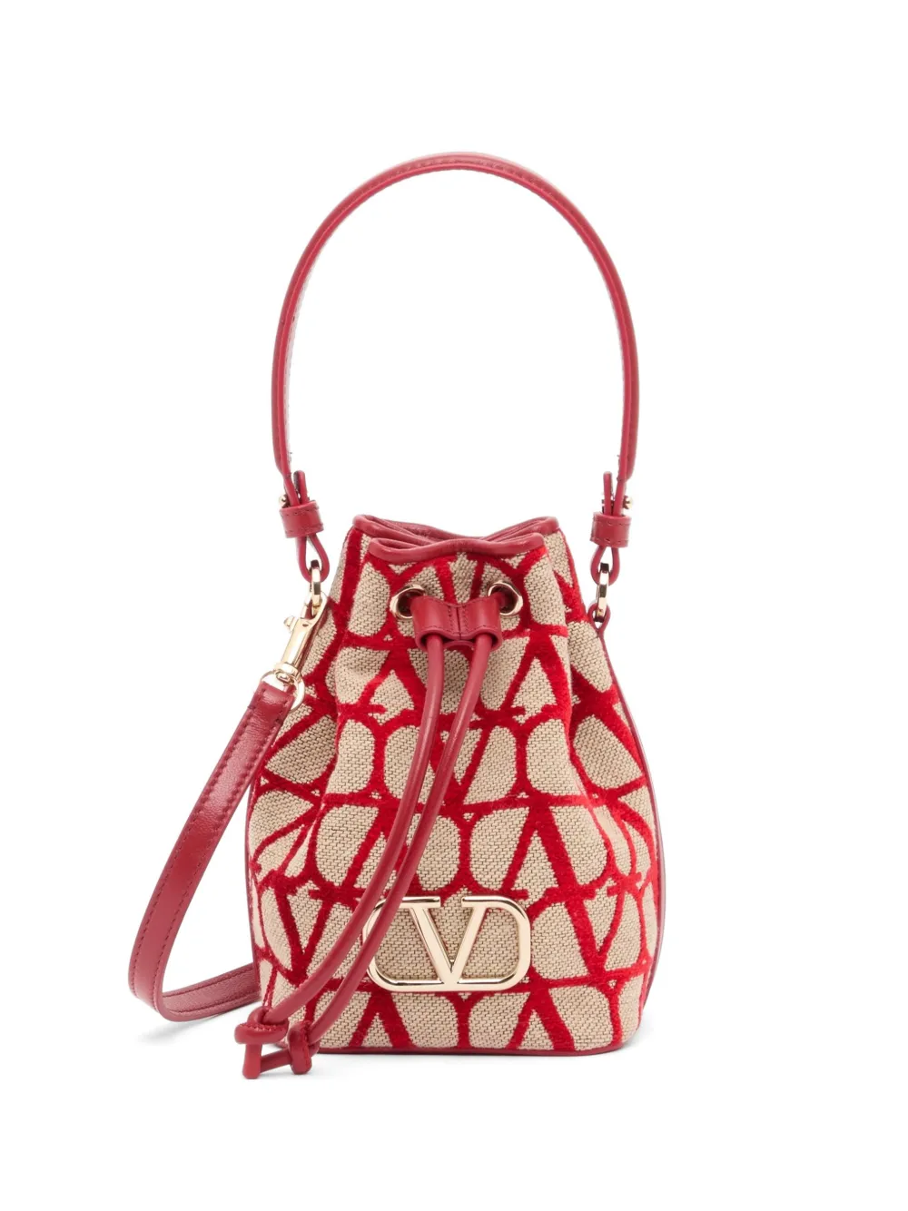 Valentino Garavani Borsa a secchiello VLogo Signature Toile Iconographe mini - Toni neutri