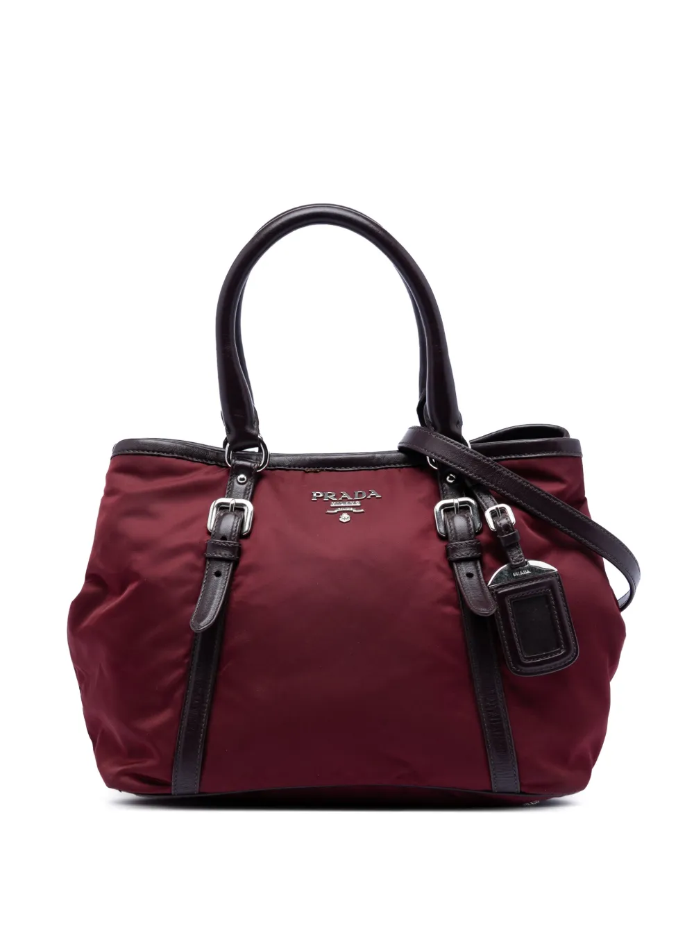 Prada Pre-Owned 2000-2025 Vitello Daino Trimmed Tessuto satchel - Rosso