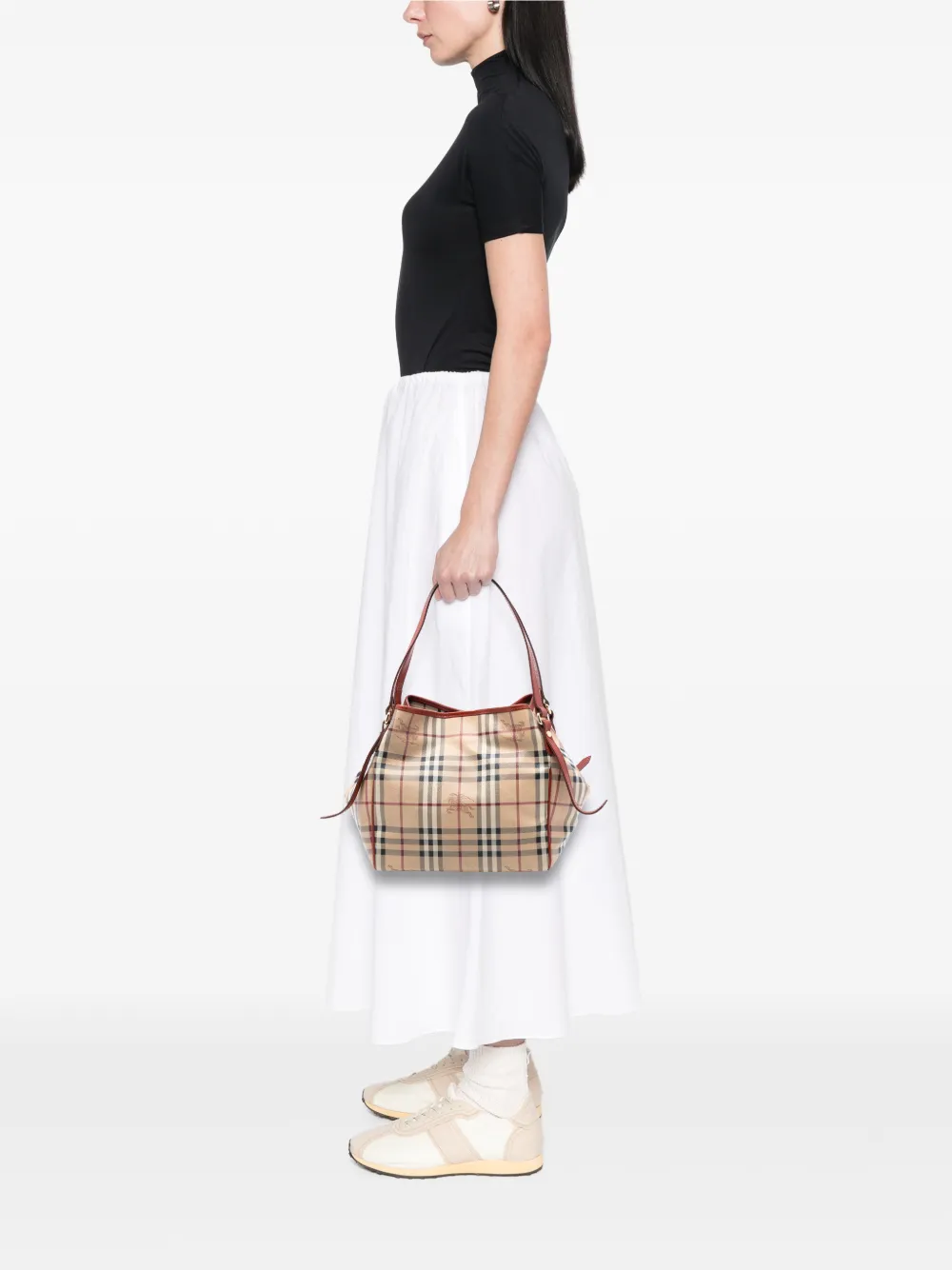  Burberry Pre-owned Bolso Shopper Canterbury De Lona Revestida Y Motivo Haymarket Check 2000-2017 - Marrón 
