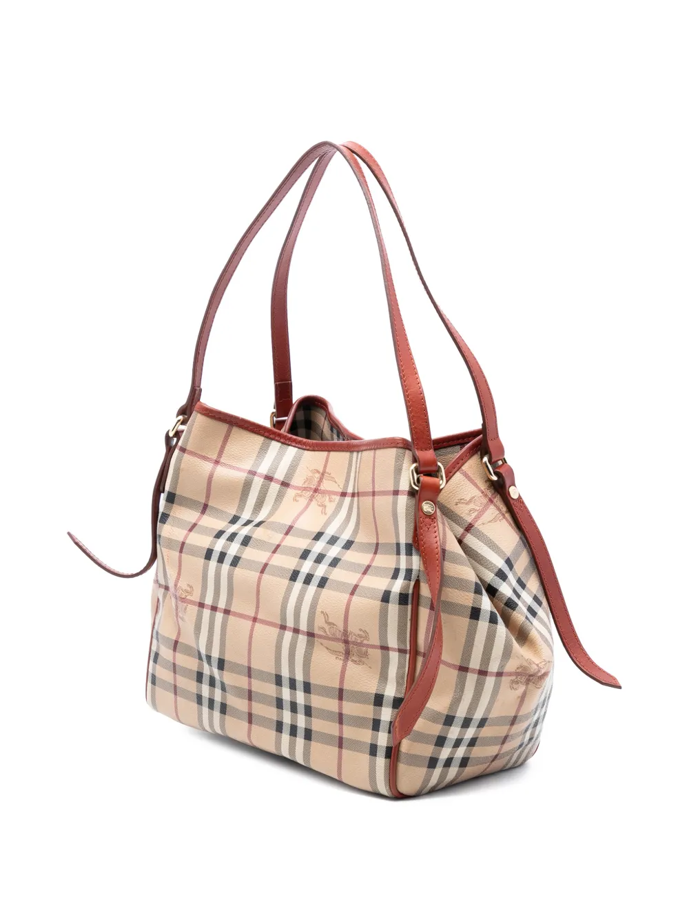  Burberry Pre-owned Bolso Shopper Canterbury De Lona Revestida Y Motivo Haymarket Check 2000-2017 - Marrón 