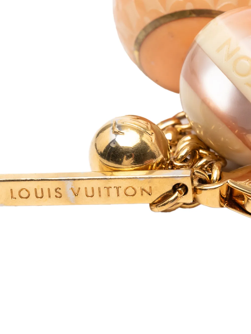  Louis Vuitton Pre-owned 2010-2025 Gold Plated And Resin Mini Lin Croisette Bag Charm Key Chain - Brown 