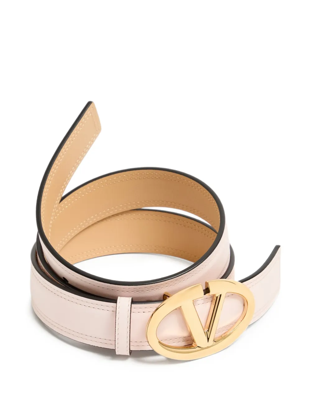 Valentino Garavani The Bold Edition VLogo glanzende kalfsleren riem 30 mm Roze