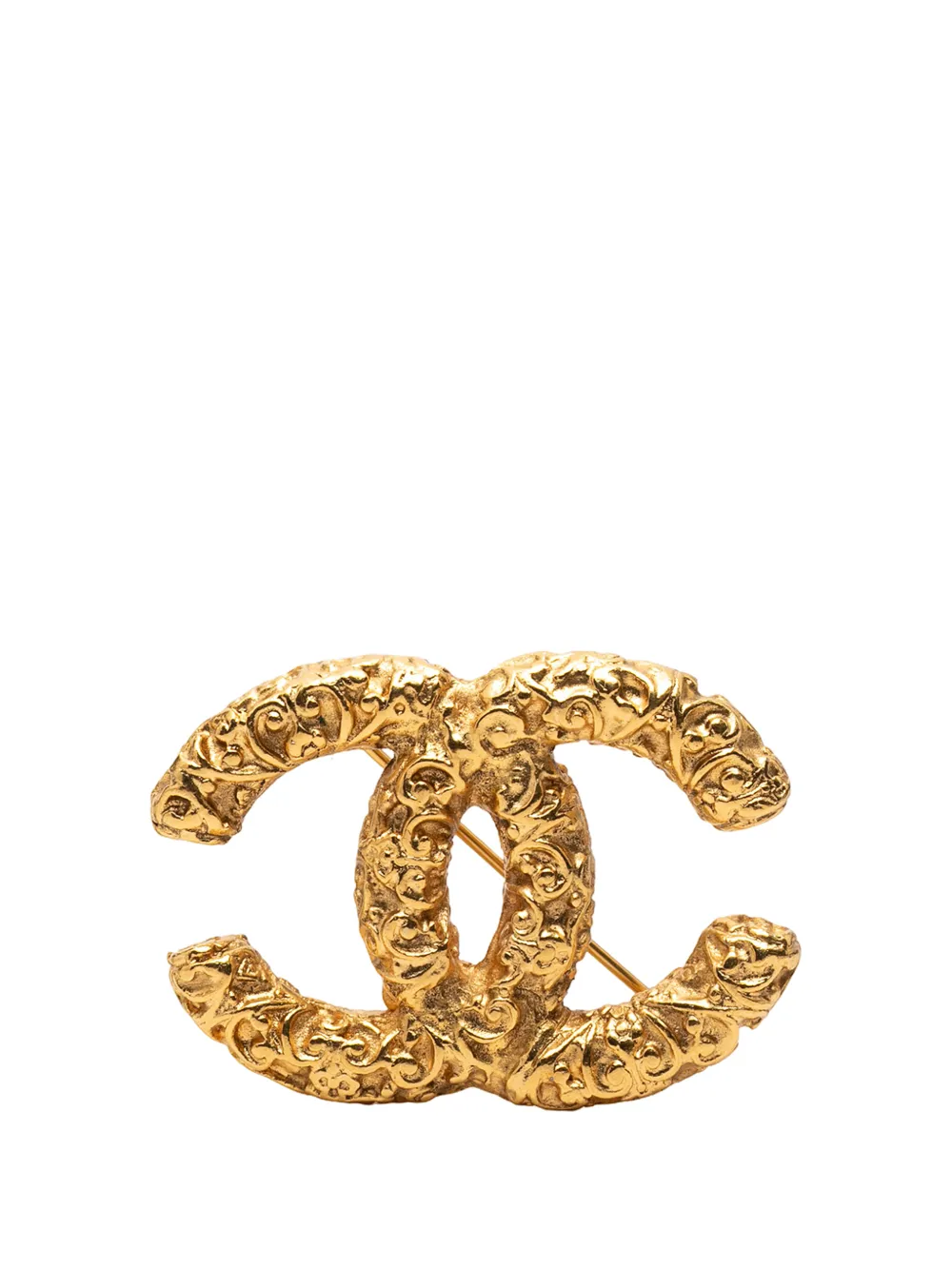 CHANEL Pre-Owned 1995 CC Gold Plated Embossed Brooch costume brooch - Oro