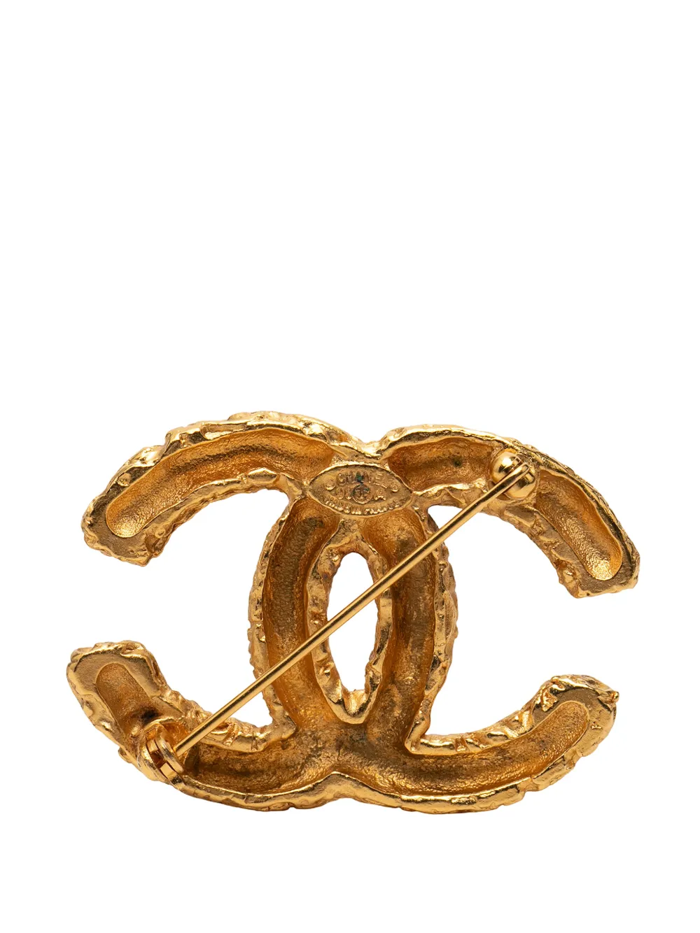 1995 Cc Gold Plated Embossed Brooch Costume Brooch