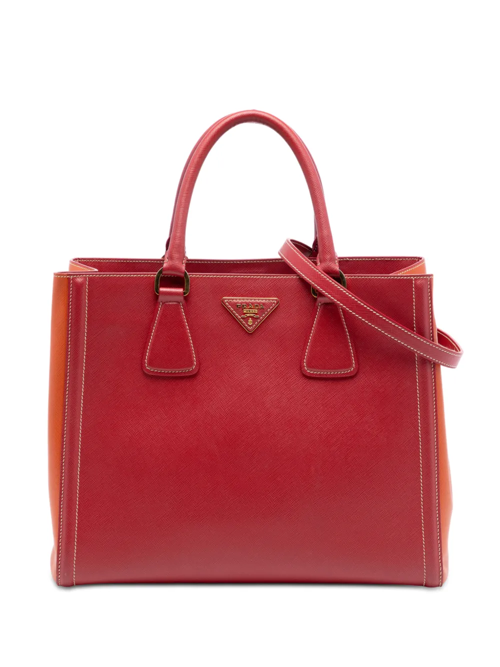 Prada Pre-Owned 2010-2026 Bicolor Saffiano Lux satchel - Arancione